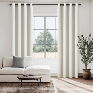 Topfinel Gardine mit ösen leinen verdunkelungsvorhang thermo 2er set wohnzimmer modern, vorhang blickdicht für schlafzimmer kinderzimmer weiß oder natur