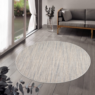 Teppich Rund - Flachflor 160x160cm - Grau Multi Meliert - Modern Boho Pastell Wohnteppich Wohnzimmer Schlafzimmer Deko Teppiche