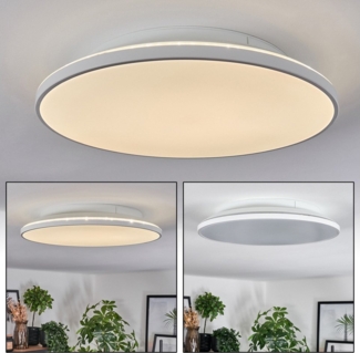 hofstein Deckenleuchte runde Deckenlampe aus Kunststoff in Weiß, ohne Leuchtmittel, Leuchte im modernen Design (Schirm 38 cm), 2000 Lumen, 3000 Kelvin