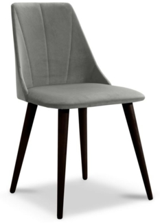 Esszimmerstühle Stuhle 2er Set CAROS Massivholz Buche-Wenge Stoff Grau