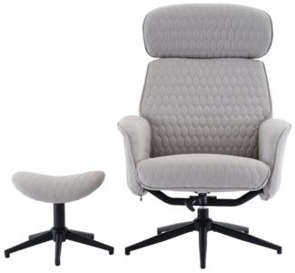 IDEASY Relaxsessel Sessel mit verstellbarer Kopfstütze, Relaxsessel mit Hocker, Drehstuhl (1 teilige, Sessel (mit Hocker), 95-125° Neigung, verstellbare Kopfstütze 5 cm, pflegeleichter Stoff