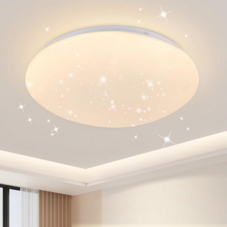 Nettlife LED Deckenleuchte Sternenhimmel Rund 25cm 12W Schlafzimmerlampe Warmweiß 3000K, Sternenhimmel, LED fest integriert, Küche Deckenbeleuchtung Flurlampe für Kinderzimmer Treppenhaus