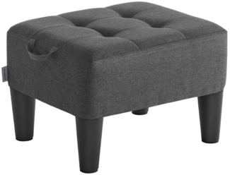 SONGMICS Sitzhocker, Fußhocker, Leinenimitat, Hocker, Dicke Polsterung, bis 150 kg belastbar, für Wohnzimmer Schlafzimmer Eingangsbereich, schiefergrau-tintenschwarz