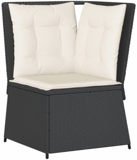vidaXL Garten-Ecksofa mit Kissen Schwarz Poly Rattan 368982