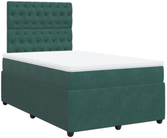 vidaXL Boxspringbett mit Matratze Dunkelgrün 120x200 cm Samt 3292319