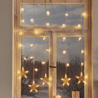 Home-trends24. de LED-Lichterkette Lichtervorhang Beleuchtung Sterne Weihnachten Timer Warmweiß