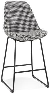 KADIMA DESIGN Sitzhocker Stoff | 67 cm Sitzhöhe | Hahnentritt-Muster Metallgestell | Schwarz-Weiß | Barstuhl