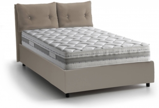 Dmora Einzelbett Arcisate, Bettkasten mit Kunstlederbezug, 100 % Made in Italy, seitliche Öffnung, inklusive Matratze 80 x 190 cm, Taupe