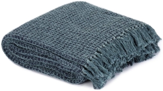 Überwurf Baumwolle, Wohndecke 220x250 cm Indigoblau