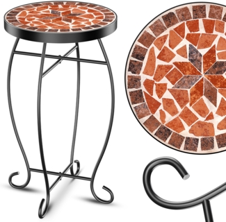 KESSER® Mosaiktisch Bistrotische Blumenhocker Rund 60 x 34 cm Metall Mosaik Beistelltisch Balkontisch Gartentische Terrassentisch Balkon Steinmosaik Garten Gartentisch Indoor Outdoor Antike