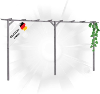 DELUKE® Pergola aus Holz LURV Grau 4x2m Kiefernholz Rankhilfe Pergola Holz Bausatz freistehend Gartendeko Gartenbogen Gartenpergola