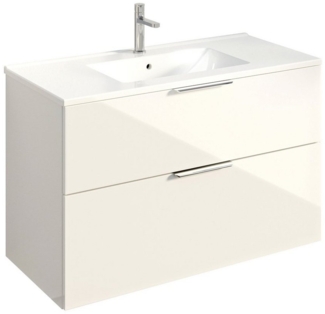 Bernstein Badmöbel-Set TIM, (Komplett-Set, Waschtischunterschrank 100cm mit Waschbecken / Hochschrank wählbar), Farbe & Griff wählbar / vormontiert / feuchtigkeitsresistent