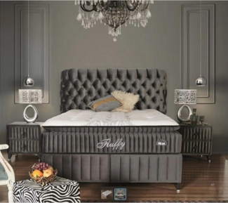 Pointhome Boxspringbett Set, Bss Bedding, Fluffy, Orthopädische Matratze, (mit Nachttischen) (1 x H3 Matratze, 2 x Bettkasten, 1 x Bettkopfteil, 2 x Nachttisch), 7 Zonen Allergenfrei und Atmungsaktiv, Matratze mit Topper