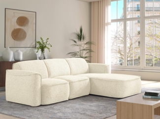 Vente-unique - Ecksofa - Ecke rechts - melierter Stoff - Beige - DIOMARO