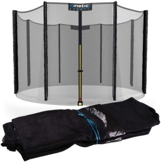 KINETIC SPORTS Trampolin Sicherheitsnetz - Ersatznetz mit Reißverschluss und Sicherheitsclips, Schutznetz, UV-beständig, Ersatz Fangnetz für Gartentrampoline, Ø 244 cm