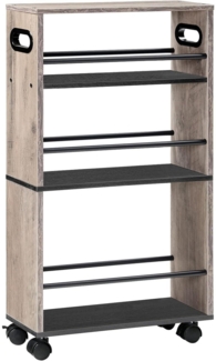 HOOBRO Schmaler Servierwagen 45x15x80 cm Küchenwagen 3 Ebenen 360° Räder Greige