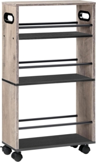 HOOBRO Schmaler Servierwagen 45x15x80 cm Küchenwagen 3 Ebenen 360° Räder Greige