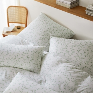 elegante Mako Jersey Bettwäsche Enchante hellgrün|135x200 cm + 80x80 cm