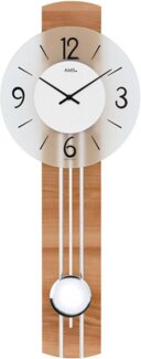 AMS Pendelwanduhr W7263 (Quarzuhr,Holzgehäuse,Esszimmer,Wohnzimmer,Made in Germany)