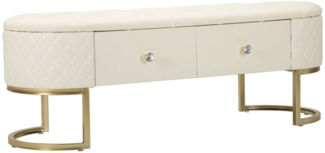 Dmora Bank Golfo, Mehrzweckbank, Gastplatz, Balkonbank mit mehreren Positionen, 120x40 h43 cm, Weiß und Gold