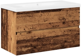 vidaXL Waschbeckenunterschrank mit Einbaubecken Altholz-Optik 3328923