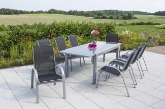 YOURSOL by Merxx Gartenmöbel Set Amalfi für 8 Personen mit Ausziehtisch, Aluminium Stapelstühle