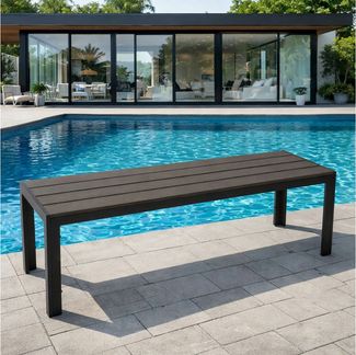 DEGAMO Gartenbank Hockerbank Sorano 2-sitzer 120cm, Gestell Aluminium anthrazit, Sitzfläche Kunstholz dunkelgrau, Outdoor