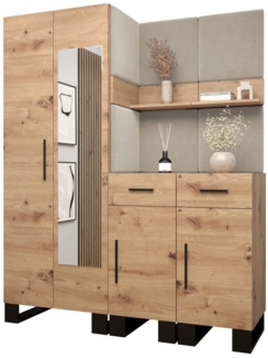 ABIKS MÖBEL Garderoben-Set ARTIN Set 15 Garderobe mit gepolsterten Paneelen, Industriell Design