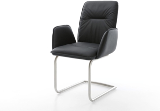 Freischwinger Vinja-Flex Echt-Leder Schwarz Freischwinger rund Edelstahl