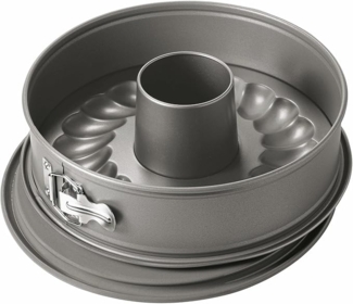 Kaiser La Forme Springform mit Flach- und Rohrboden 28 cm, 2 Böden, runde Backform, auslaufsicher, antihaftbeschichtet, grau