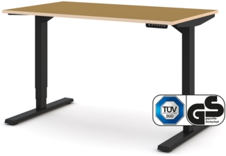 ASSMANN Elektrisch höhenverstellbarer Schreibtisch Y-Line Colour Edition Indian Summer Schwarz 120x70 cm Metall Holz Melaminoberfläche