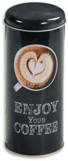 Gravidus Kaffeedose Stylische schwarze Kaffeedose für Pads mit Kaffeetassen-Motiv, Metall