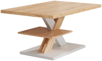 Vicco Couchtisch Eiche/Weiß 90x60 cm mit Ablage, Arivo