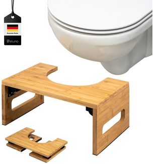 eluno Fußhocker Toilettenhocker aus Bambus, platzsparend klappbar