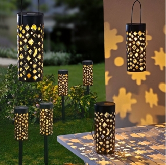 Spetebo LED Solarleuchte Solar Leuchten 3-in-1 schwarz 2er Set 18x7,5 cm, Ein-/Ausschalter, LED fest integriert, warm weiß, Garten Deko