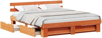 vidaXL Bettrahmen Wachsbraun 200 x 200 cm Massives Kiefernholz 3382264