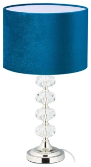 Tischlampe Kristall und Samt in Blau 10038915