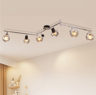 Nettlife Deckenstrahler Wohnzimmer 2/3/4/6 Flammig E14 Deckenleuchte Rauchglas Modern, Schwenkbar 350°, LED wechselbar, Deckenstrahler für Schlafzimmer Flur Küche Wohnzimmer