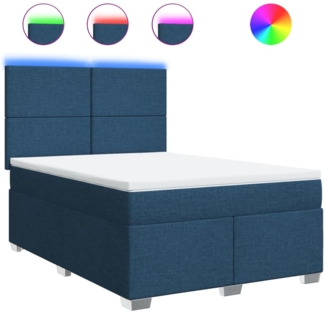 vidaXL Boxspringbett mit Matratze Blau 140x190 cm Stoff 3292782