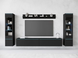 INOSIGN Wohnwand VERA II, Vitrinen Türanschlag wechselbar, (Komplett-Set, 4-St), Vitrine mit Verglasung, stehend und hängend, inklusive Beleuchtung