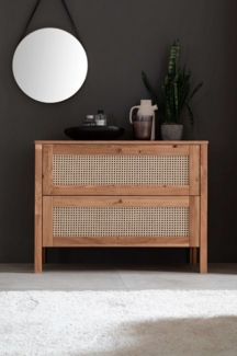 Schubladenkommode FRIA 2 Schubladen Wildeiche mit Wiener Geflecht