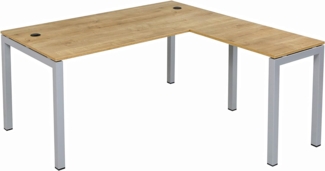 Furni24 Schreibtisch Tetra fürs Arbeitszimmer und Home Office - Großer laminierter Computertisch aus Holz, einfache Montage (180 x 80 x 75 cm, Eiche(Mit Anbautisch))