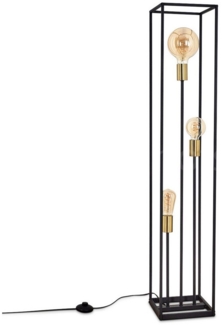 hofstein Stehlampe »Lateis« Stehleuchte aus Metall in Schwarz/Goldfarben, ohne Leuchtmittel, E27, Leuchte m. Gitter-Optik m. Fußschalter