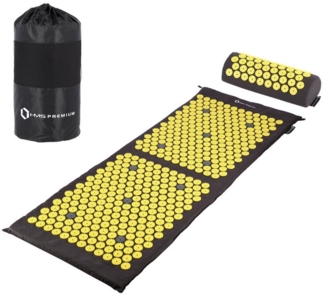 HMS Premium Akupressurmatte Set mit Kissen Akupressur Massagematte Akupunktur Therapiematte, über 15000 Massagepunkte, Matte: 125x48cm, Kissen: 38x15cm