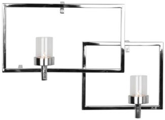 Fink Wandkerzenhalter ESCALA - Wandleuchter silber - Glas/ Metall - B. 42cm - Teelichthalter (1xWanddekoration, Wandleuchter, 1 St, 1 Stück), Wand-Kerzenhalter - Wanddeko - Teelicht - Kerzenleuchter - Leuchter