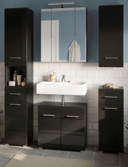 Badmöbel Set Leon in schwarz Hochglanz 5-teilig 150 x 182 cm