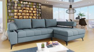 Mirjan24 'Nosecone' Ecksofa, Webstoff, 90 x 188 x 267 cm, Blau, Rechts