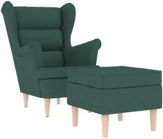 vidaXL Sessel mit Fußhocker Dunkelgrün Stoff 3307994