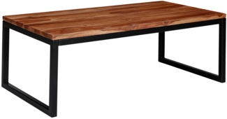Couchtisch 110 x 40 x 60 cm Sheesham Massivholz / Metall Wohnzimmertisch, Industrial Style Designer Sofatisch, Tisch Wohnzimmer, Loungetisch Massiv
