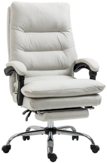 MC Star Bürostuhl mit Massagefunktion, mit 135° neigbaren Rückenlehne, höhenverstellbar (Belastung 120 kg Kunstleder 65 x 72 x 109-117cm Cremeweiß)